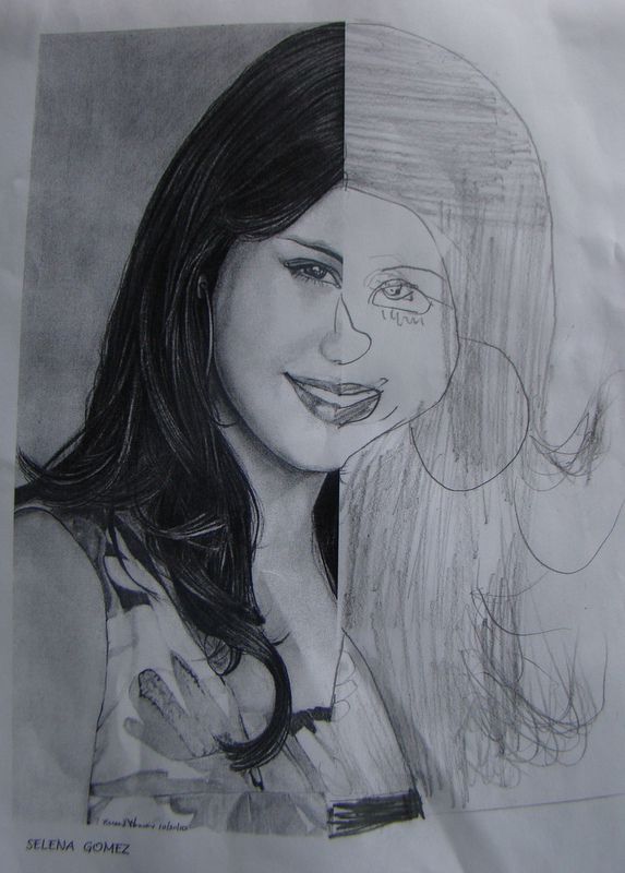 Dorisovanje portretov - Selena Gomez (narisala Teja, 2.r)