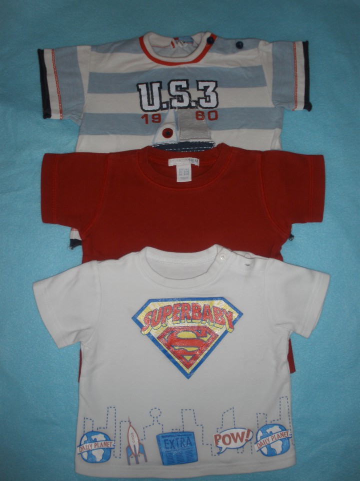 majčke št.80... na voljo še zgornja in rdeča H&M vsaka 3eur (spodnja superbaby prodana)