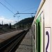 Slika skozi okno vagona v Sevnici na železniški postaji...