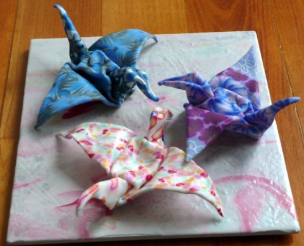 Origami žerjavi iz fimo mase