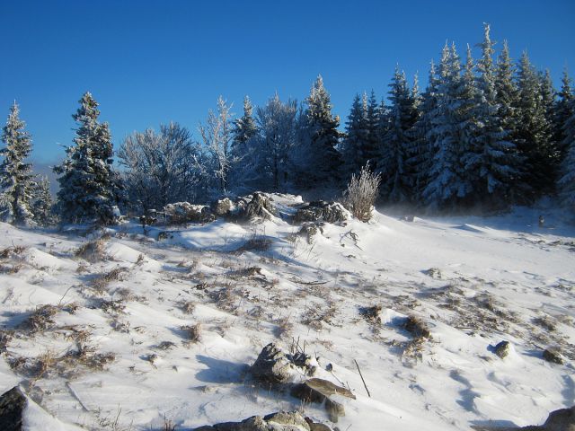 Menina planina winter windy - foto