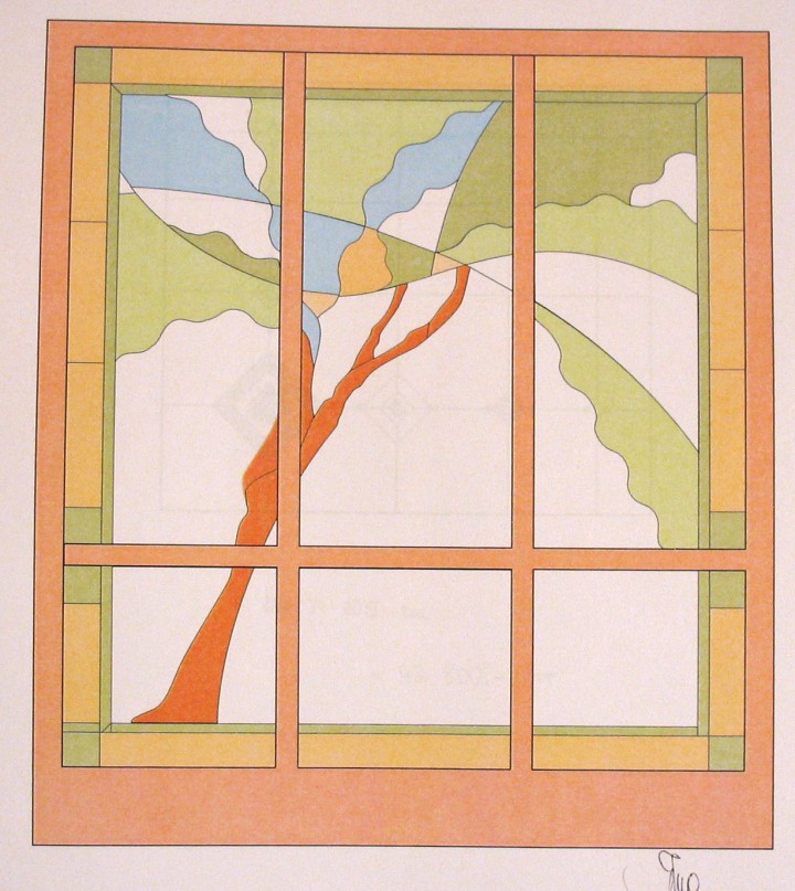 osnutek pred izdelavo 
predelne stene, vitraž
200 x 180 cm