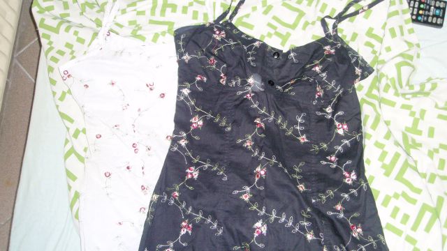 Oblekici orsay, xs/s bela in črna z všitimi rožicami