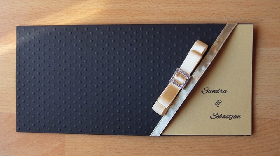 Poročno vabilo-zlato črna kombinacija - foto povečava