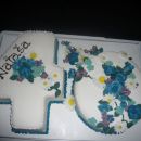 torta za 40 let (modre vrtnice)