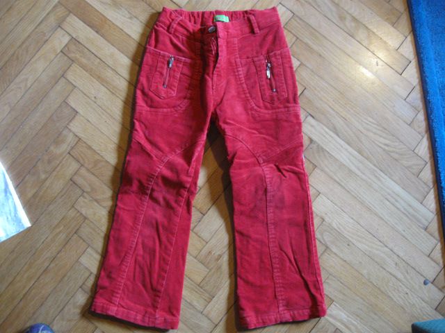 Podložene rdeče žametne hlače za punco, 8 let, št.128