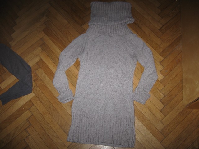 Dolg rjavkasto/siv pulover vel.S, 3€