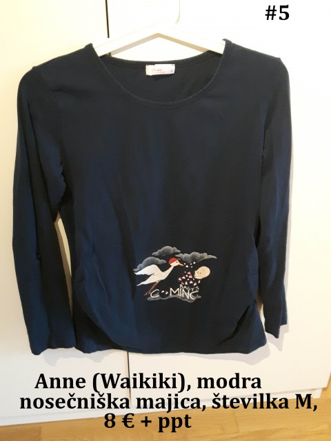 Anne (Waikiki) modra nosečniška majica, št. M, 8 € + ppt