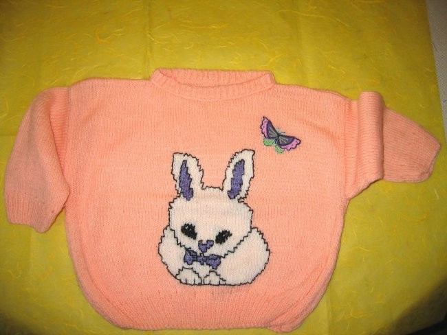 Nežni zajček meni zelo ljubi pulover