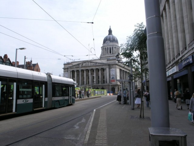 A tram passes the City Council House