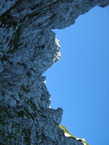 Takole izgleda najbolj izpostavljen del plezanja na Raduho.
