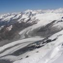 Pogled na sotočje ledenikov Gornergrat, Grenz in Zwilingsgletscherja