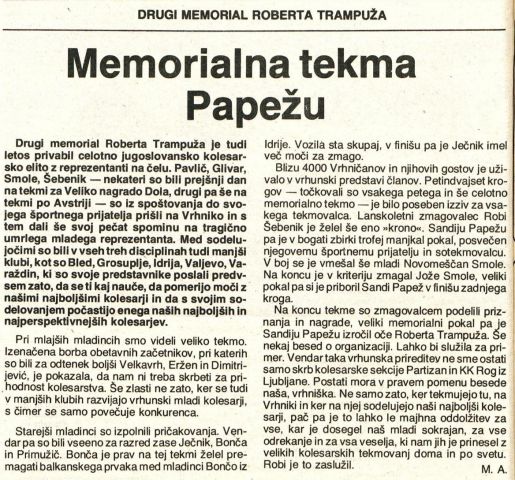 2. memorial Roberta Trampuža - 1986