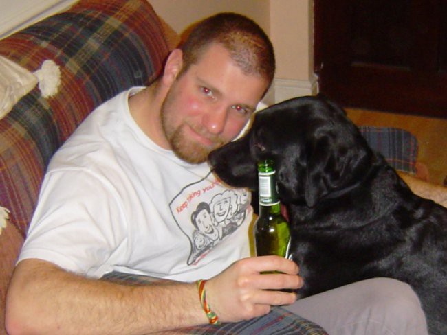 Men`s 2 best friends:                
                 
A dog & a bottle of beer!