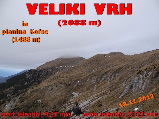 Pl. KOFCE in VELIKI VRH, 2088 m, 18.11.2012 - foto