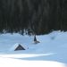 Del stanov na Višarski planini komaj kuka izpod snega
