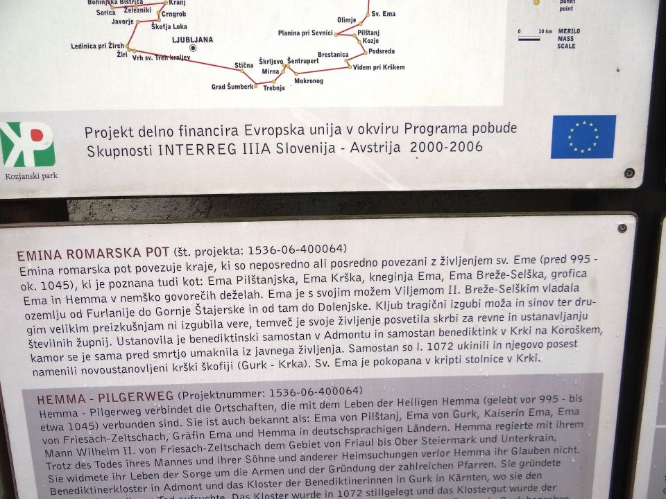 informativna tabla o emini romarski poti v pilštajnu