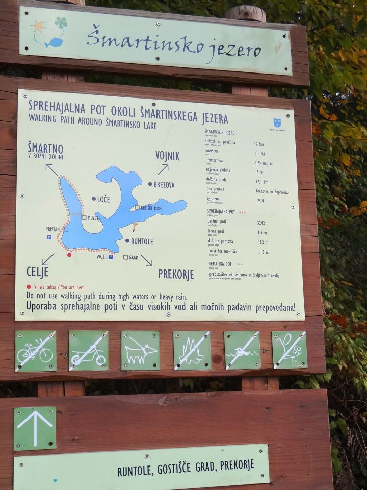 informativna tabla v bližini šmartinskega jezera pri velikem parkirišču