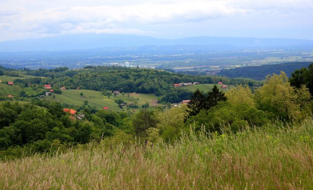 Pogled proti krškemu polju, vidi se jedrska elektrarna